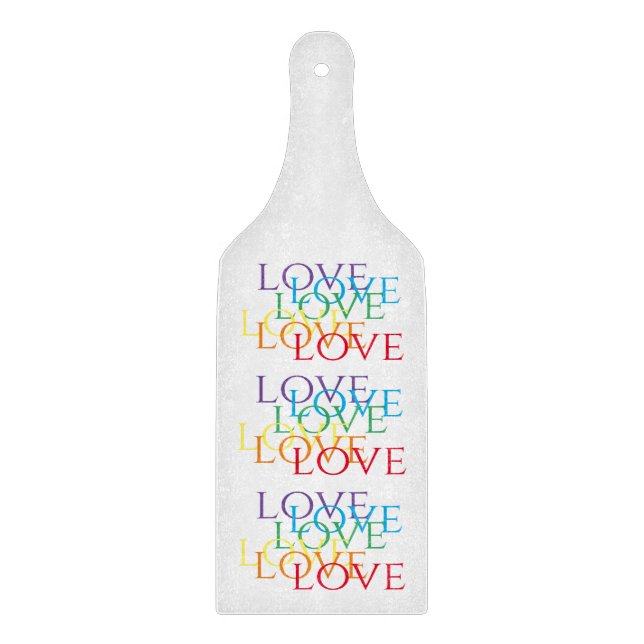 RAINBOW LOVE Glass Cutting Board Paddle (Front)
