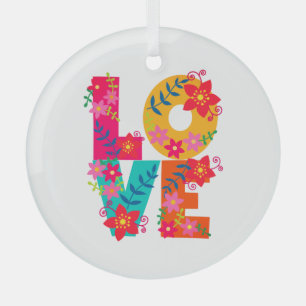 Rainbow Love Glass Tree Decoration