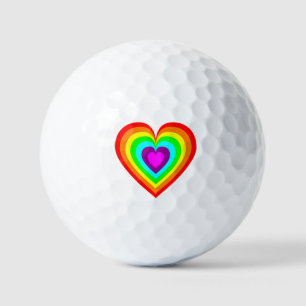 Rainbow Love Heart Golf Balls