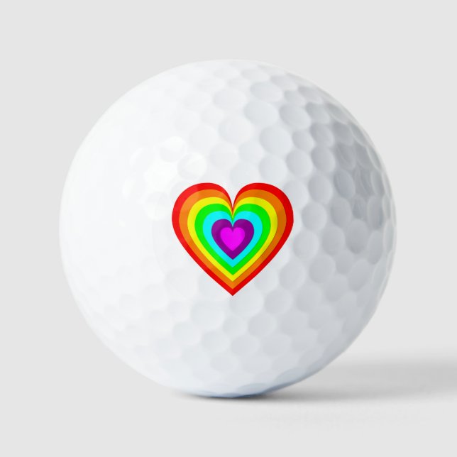 Rainbow Love Heart  Golf Balls (Front)