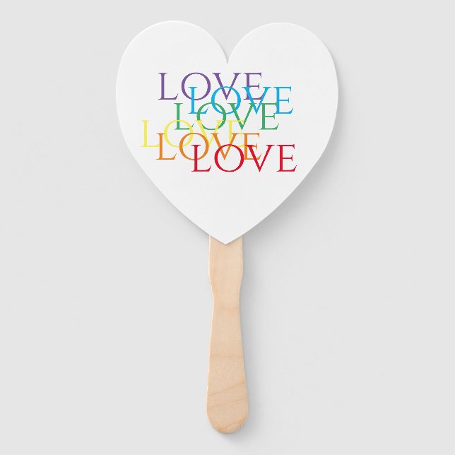 RAINBOW LOVE Heart Shape Hand Fan (Front)