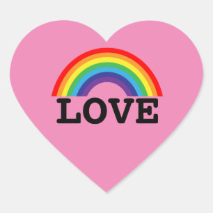 RAINBOW LOVE HEART SHAPED STICKERS