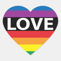 Rainbow Love Heart stickers, LBGT