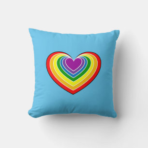 Rainbow Love Heart Throw Pillow