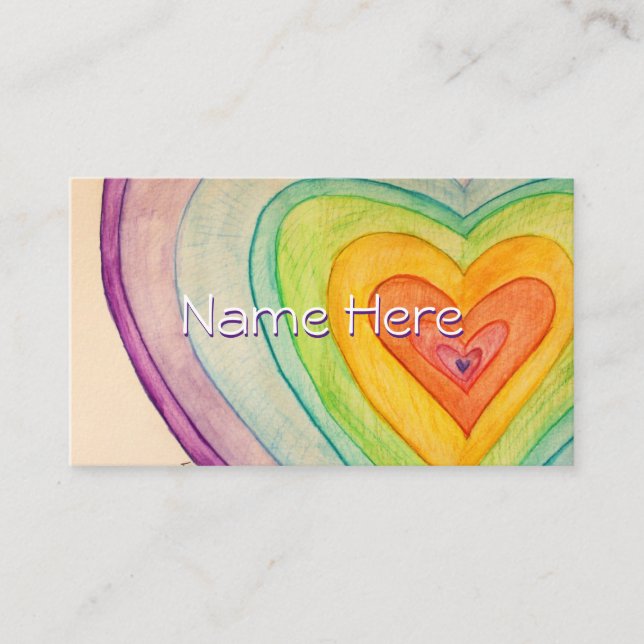 Rainbow Love Hearts Art Business Card (Front)