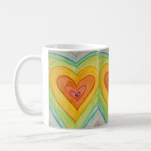 Rainbow Love Hearts Art Coffee Cups (Left)