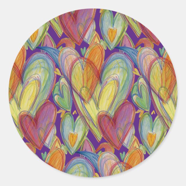 Rainbow Love Hearts Art Custom Sticker Decal (Front)