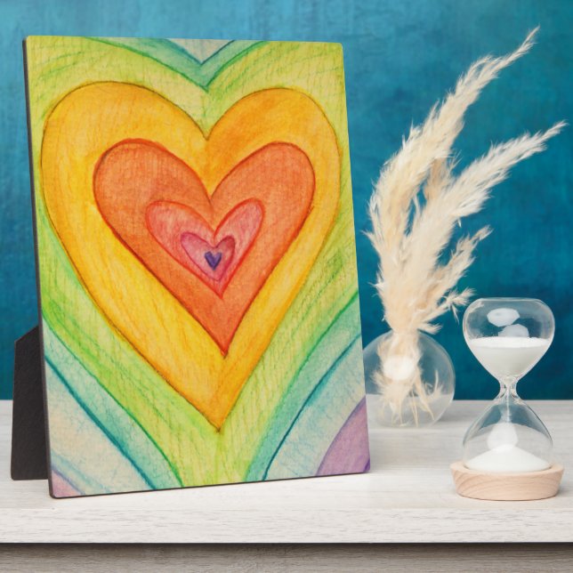 Rainbow Love Hearts Art Print Plaques (Side)