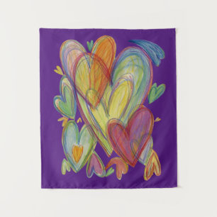 Rainbow Love Hearts Art Tapestry Wall Hangings