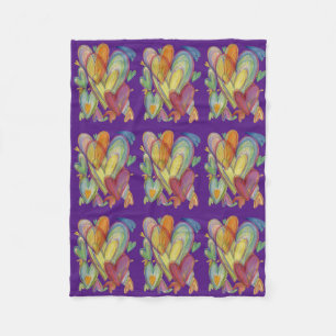 Rainbow Love Hearts Cosy Fleece Throw Blanket
