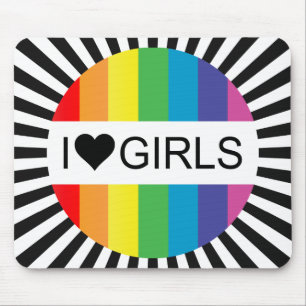 rainbow love. i heart girls. mouse pad
