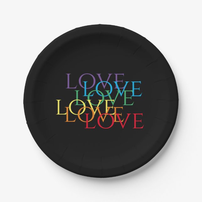 RAINBOW LOVE II 7" Round Paper Plates (Front)
