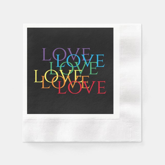 RAINBOW LOVE II Coined Cocktail Paper Napkins  (Front)
