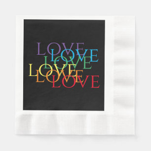 RAINBOW LOVE II Coined Luncheon Paper Napkins