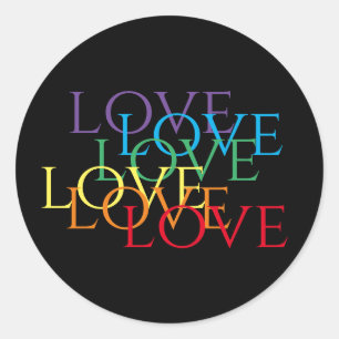 RAINBOW LOVE II Large Round Stickers