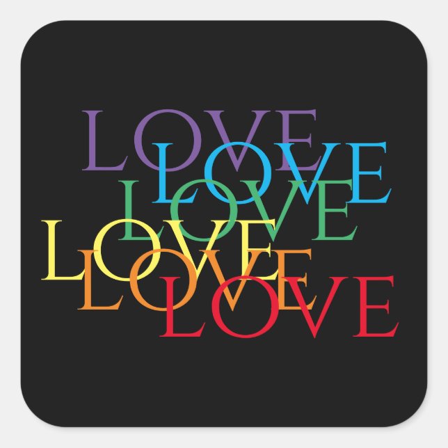 RAINBOW LOVE II Large Square Stickers (Front)