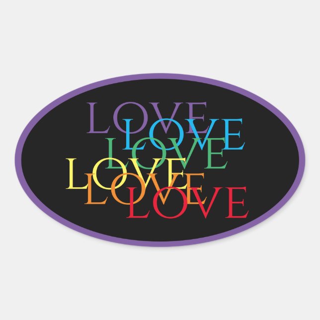  RAINBOW LOVE II Oval Stickers / Purple (Front)