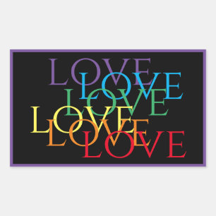 RAINBOW LOVE II Rectangle Stickers / Purple