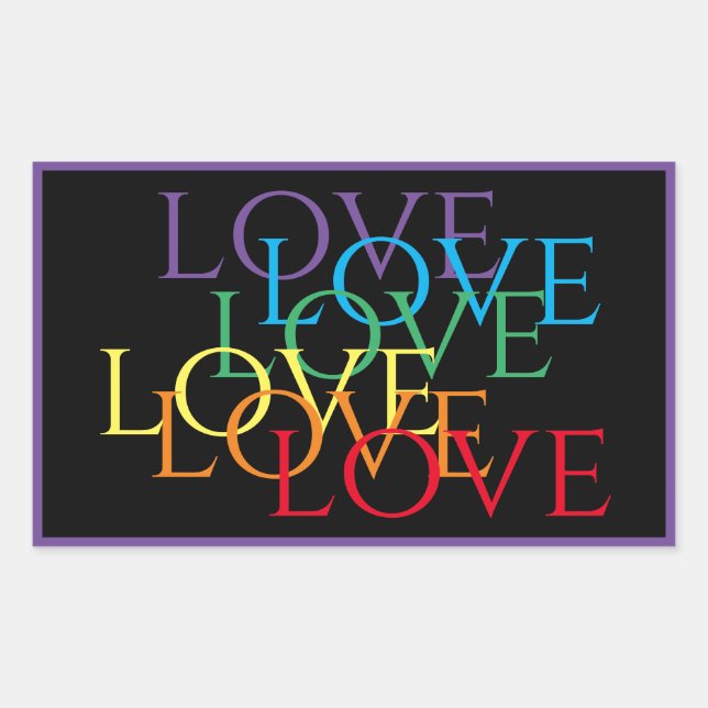 RAINBOW LOVE II Rectangle Stickers / Purple (Front)