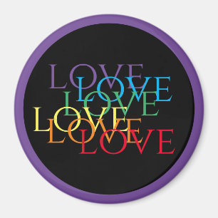 RAINBOW LOVE II Round Magnet / Purple