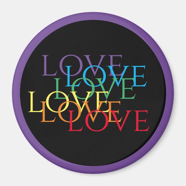 RAINBOW LOVE II Round Magnet / Purple (Front)