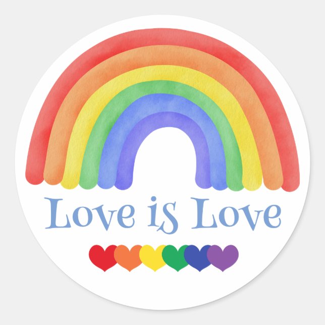 Rainbow Love is Love Colourful  Classic Round Sticker (Front)