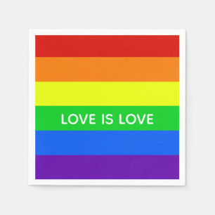 Rainbow Love is Love Colourful LGBTQ Gay Pride Napkin