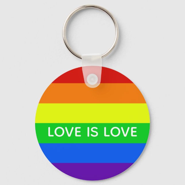 Rainbow Love is Love Gay Pride LGBTQ Beautiful Key Ring (Front)