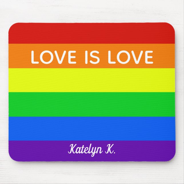 Rainbow Love is Love Gay Pride LGBTQ Beautiful Mouse Pad (Front)