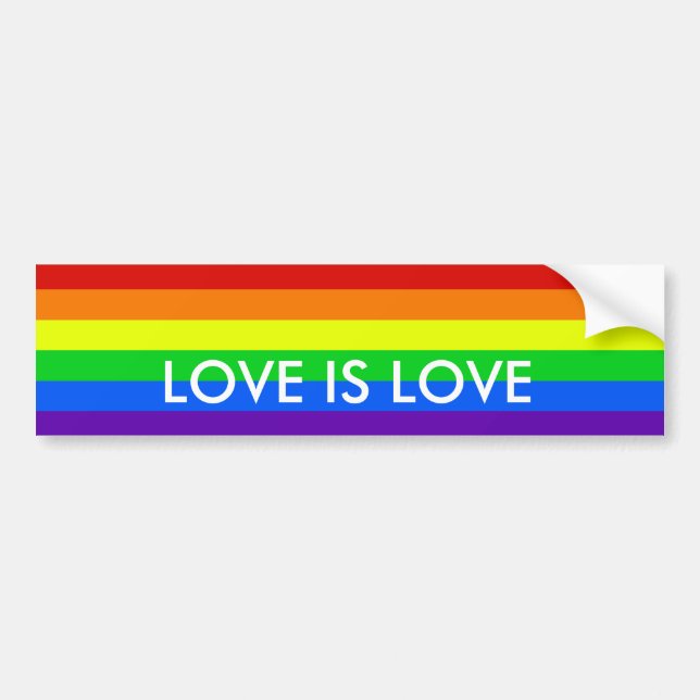 Rainbow Love is Love Gay Pride LGBTQ Cute Bumper Sticker (Front)