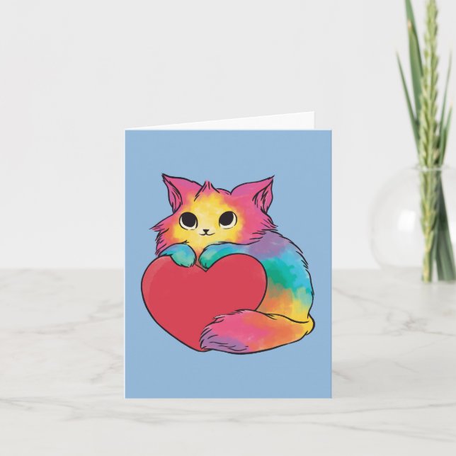 Rainbow Love Kitten Blank Inside Card (Front)