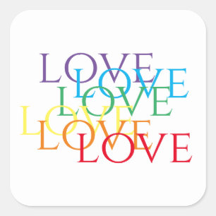 RAINBOW LOVE Large Square Stickers