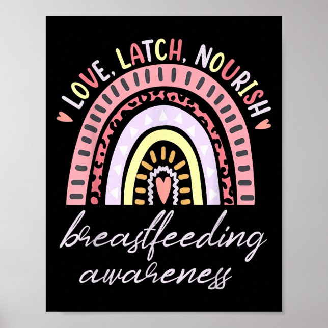 Rainbow Love Latch Nourish Breastfeeding Awareness Poster (Front)