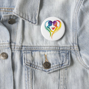 Rainbow Love LGBT Heart 6 Cm Round Badge