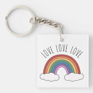 Rainbow Love Love Love Key Ring