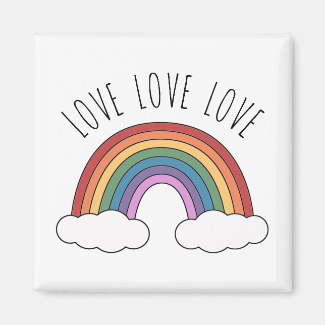Rainbow Love Love Love Magnet (Front)