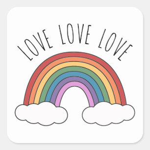 Rainbow Love Love Love Square Sticker