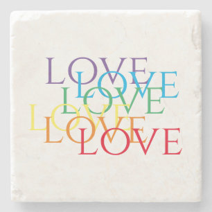 RAINBOW LOVE Marble Stone Coaster