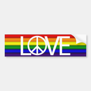 Rainbow Love Peace Sign Bumper Sticker