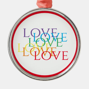 RAINBOW LOVE Premium Round Ornament - Red