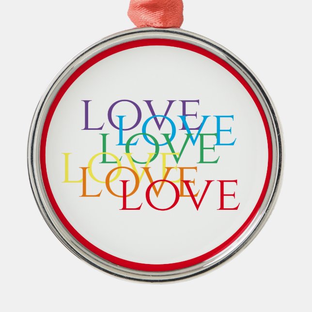 RAINBOW LOVE Premium Round Ornament - Red (Front)