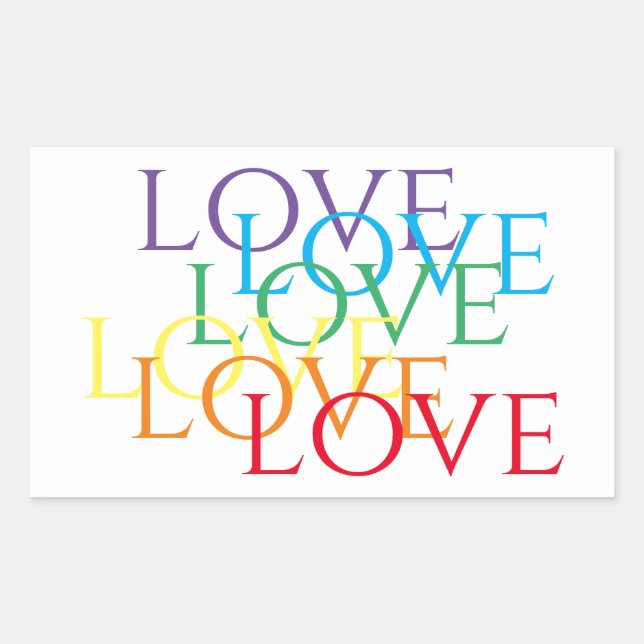 RAINBOW LOVE Rectangle Stickers  (Front)