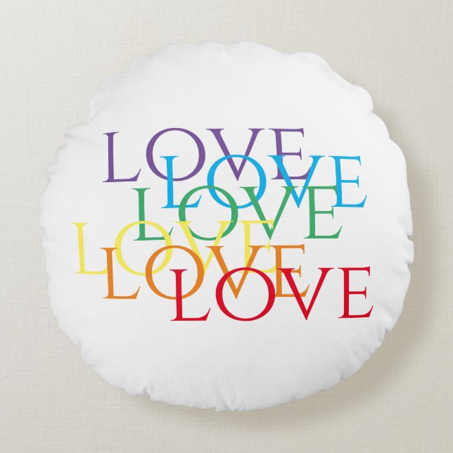 RAINBOW LOVE Round Pillow  (Front)