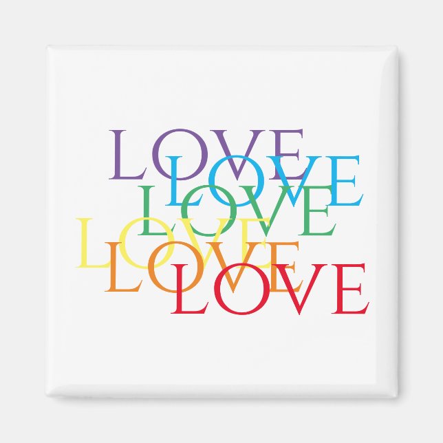 RAINBOW LOVE Square Magnet (Front)