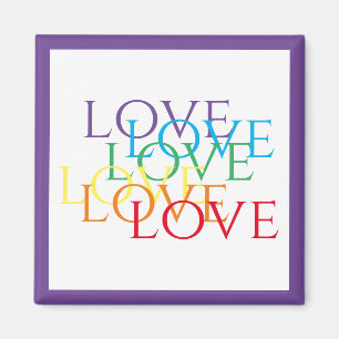RAINBOW LOVE Square Magnet / Purple