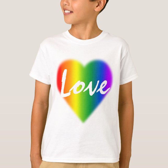 Rainbow Love T-shirt Kid's Gay Pride T-shirt Gifts (Front)