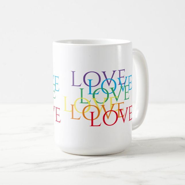 RAINBOW LOVE Tall White Mug (Front Right)