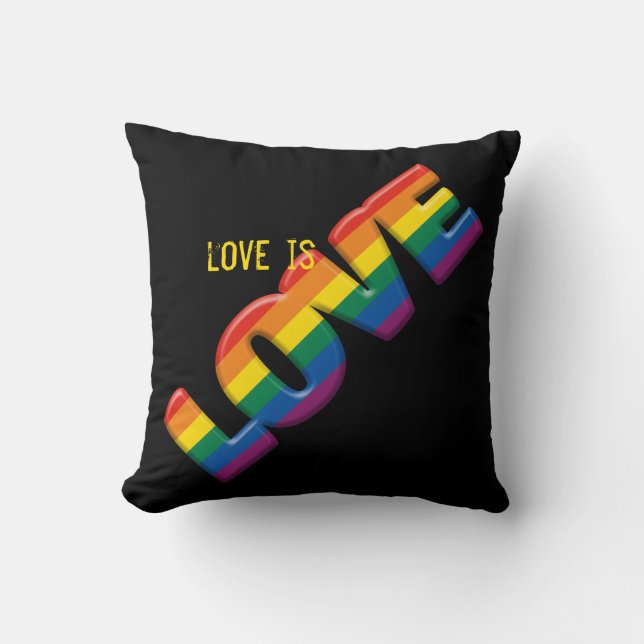 rainbow love  throw pillow (Front)