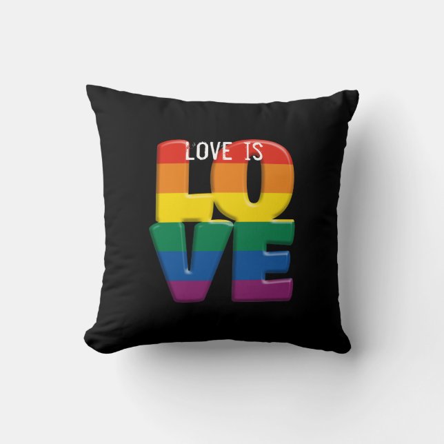 rainbow love  throw pillow (Front)