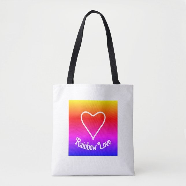 Rainbow Love Tote Bag Colorful  (Front)